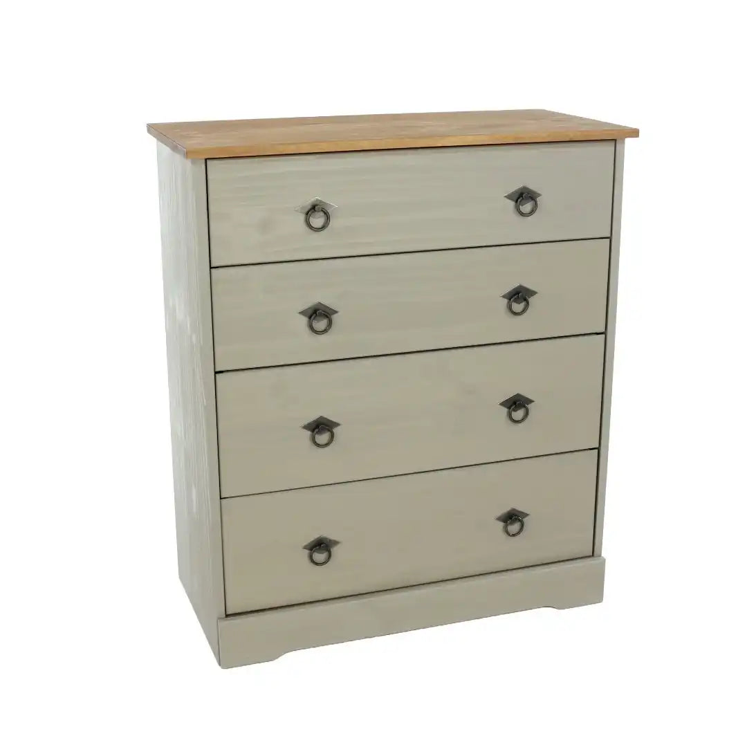 Grey Compact Corona 4 Drawer Chest - Price Crash Furniture