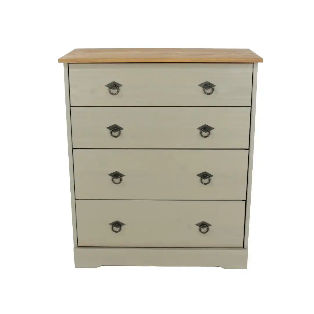 Grey Compact Corona 4 Drawer Chest - Price Crash Furniture