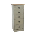 Grey Compact Corona 5 Drawer Narrow Chest - Price Crash Furniture