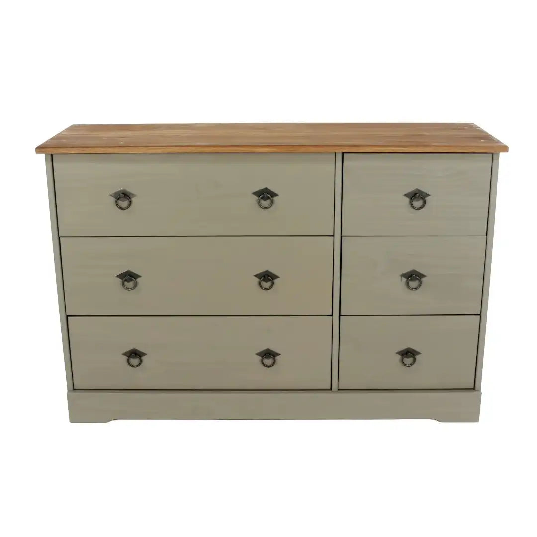 Grey Compact Corona 3+3 Wide Chest - Price Crash Furniture