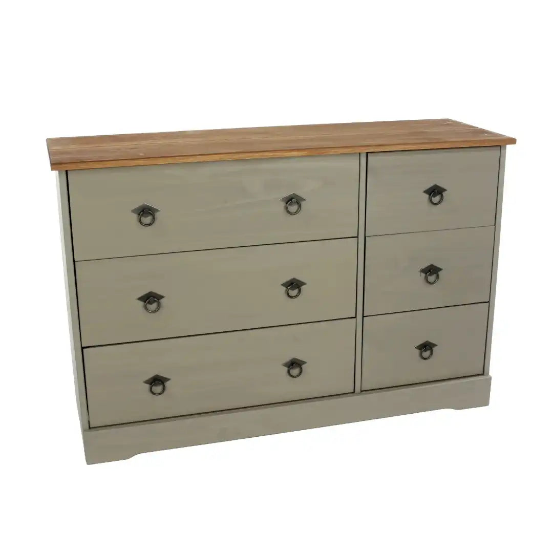 Grey Compact Corona 3+3 Wide Chest - Price Crash Furniture