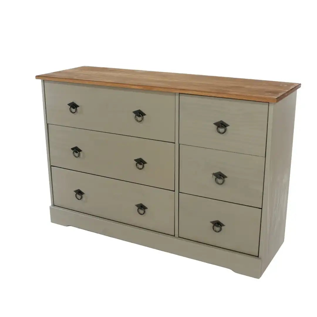 Grey Compact Corona 3+3 Wide Chest - Price Crash Furniture