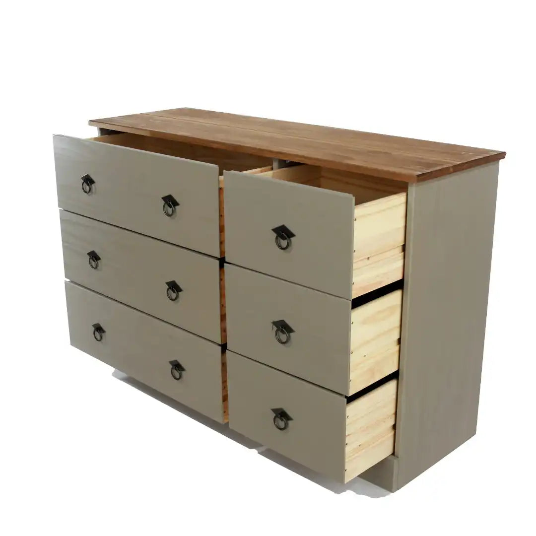 Grey Compact Corona 3+3 Wide Chest - Price Crash Furniture