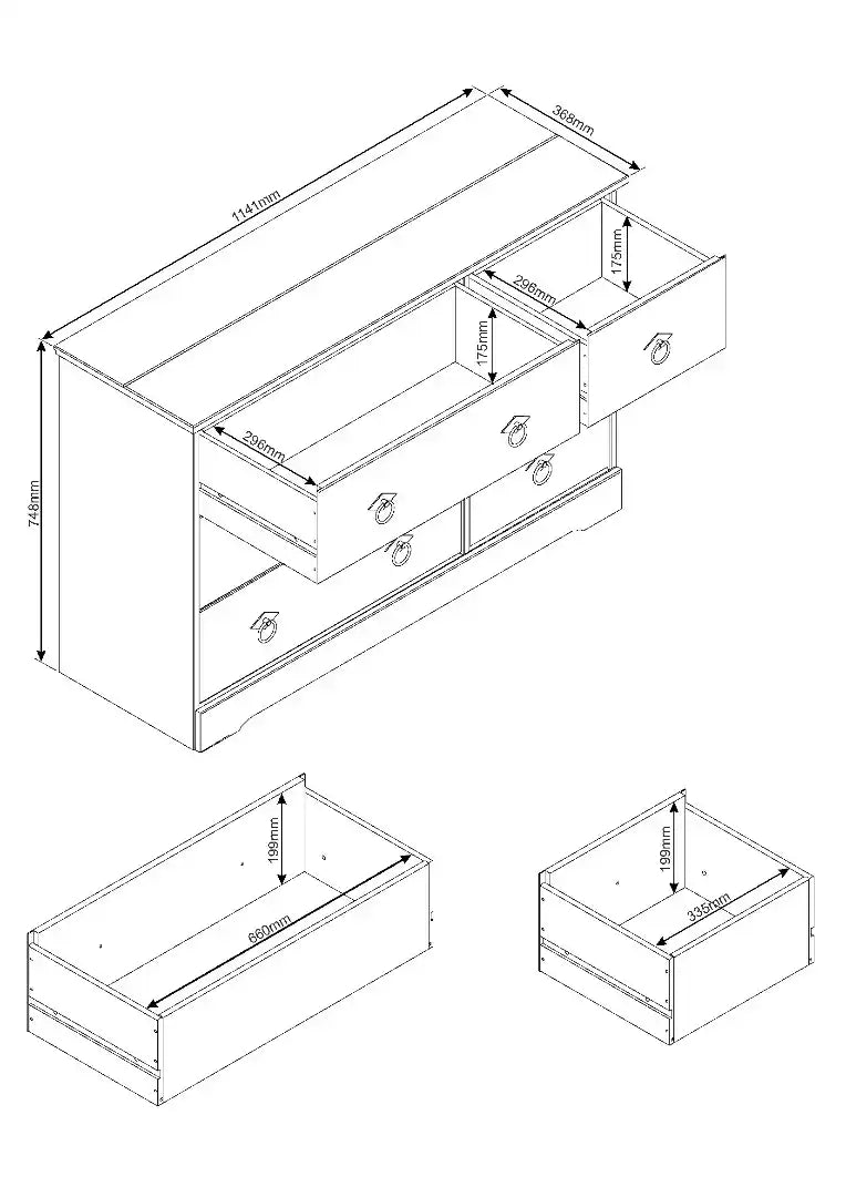 Grey Compact Corona 3+3 Wide Chest - Price Crash Furniture