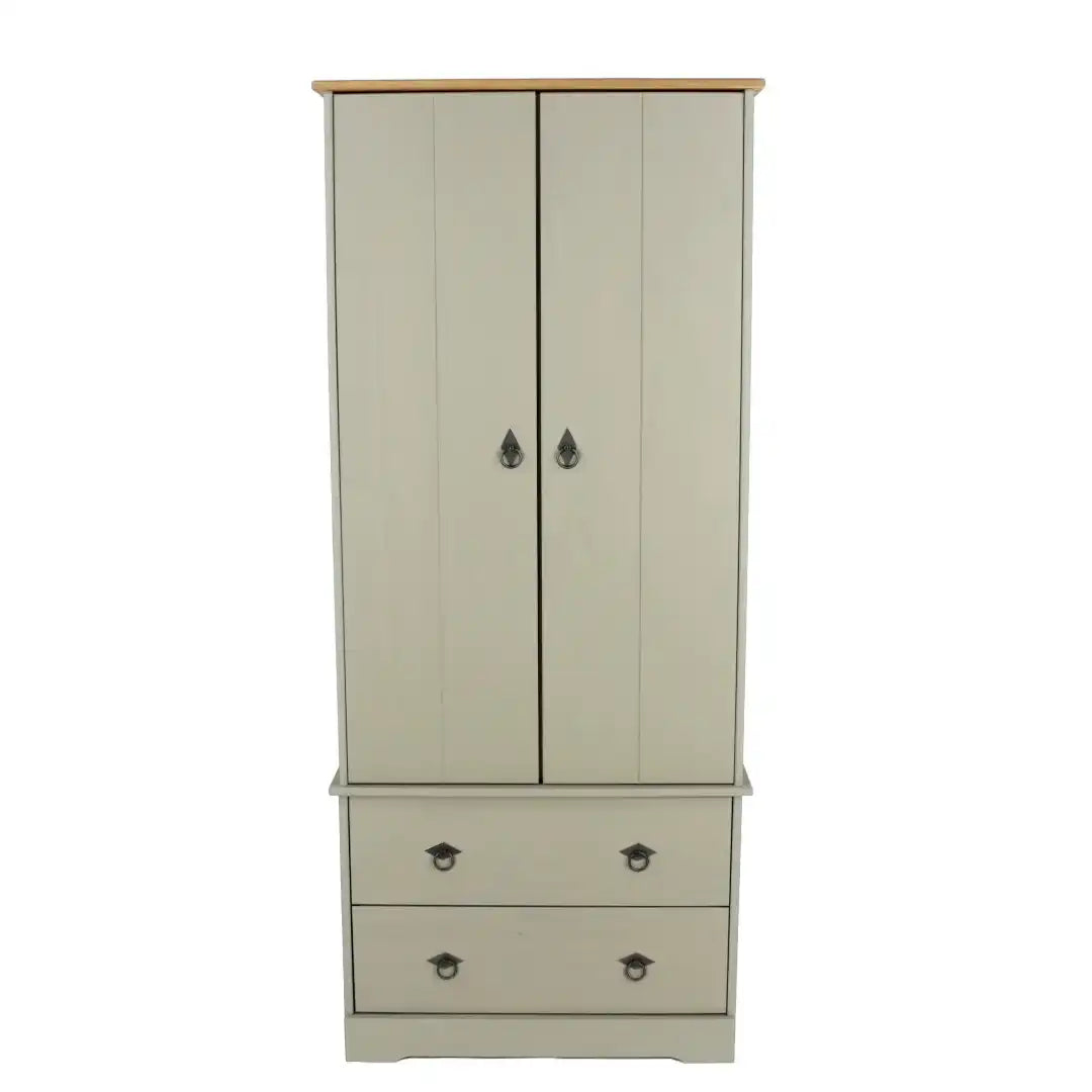 Grey Compact Corona 2 Door, 2 Drawer Wardrobe - Price Crash Furniture