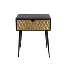 Options Jupiter metal 1 drawer bedside cabinet, gold drawer with black handle and legs - Price Crash Furniture
