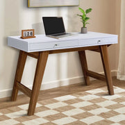 Florence Office / Computer Desk in White and Dark Oak