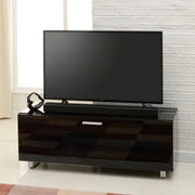 Sorrento Black High gloss TV Storage Cabinet, Bonded glass top, Aluminium feet 1200 mm