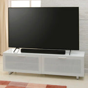 Sorrento White High Gloss TV Storage Cabinet, Bonded glass top, Aluminium feet 1600 mm