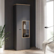 Klara Display Cabinet with 1 Door and 1 Glass Door in Grey and Oak
