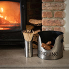 Pewter Finish Logs And Kindling Buckets & Matchstick Holder - Price Crash Furniture