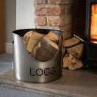 Pewter Finish Logs And Kindling Buckets & Matchstick Holder - Price Crash Furniture