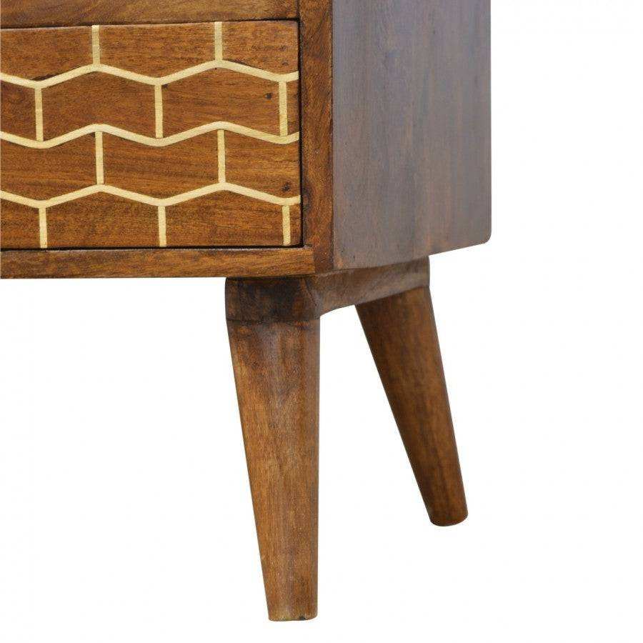 2 Drawer Chestnut Media Unit With Gold Inlay Drawer Front - Price Crash Furniture