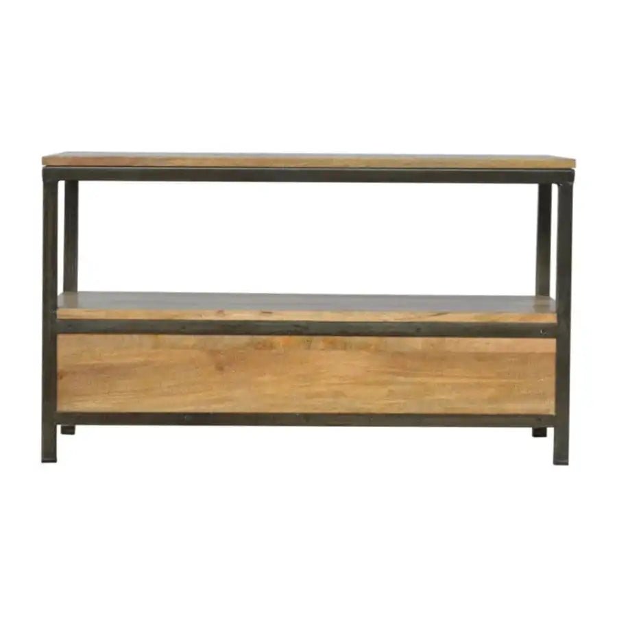 2 Drawer Coffee Table With Iron Base - Price Crash Furniture