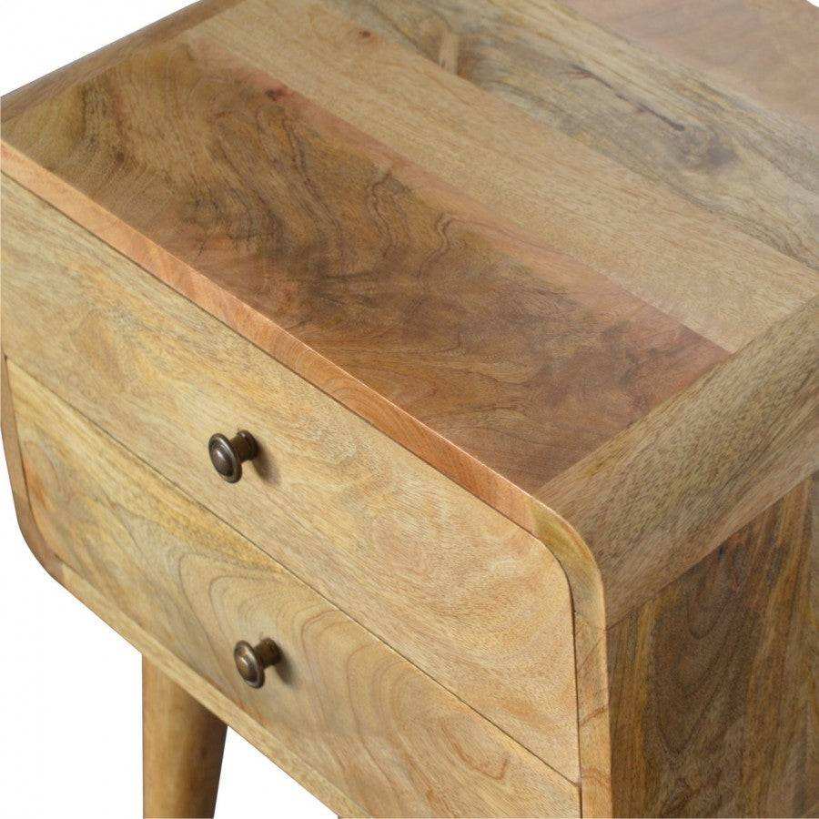 2 Drawer Curved Oak - Ish Bedside - Price Crash Furniture