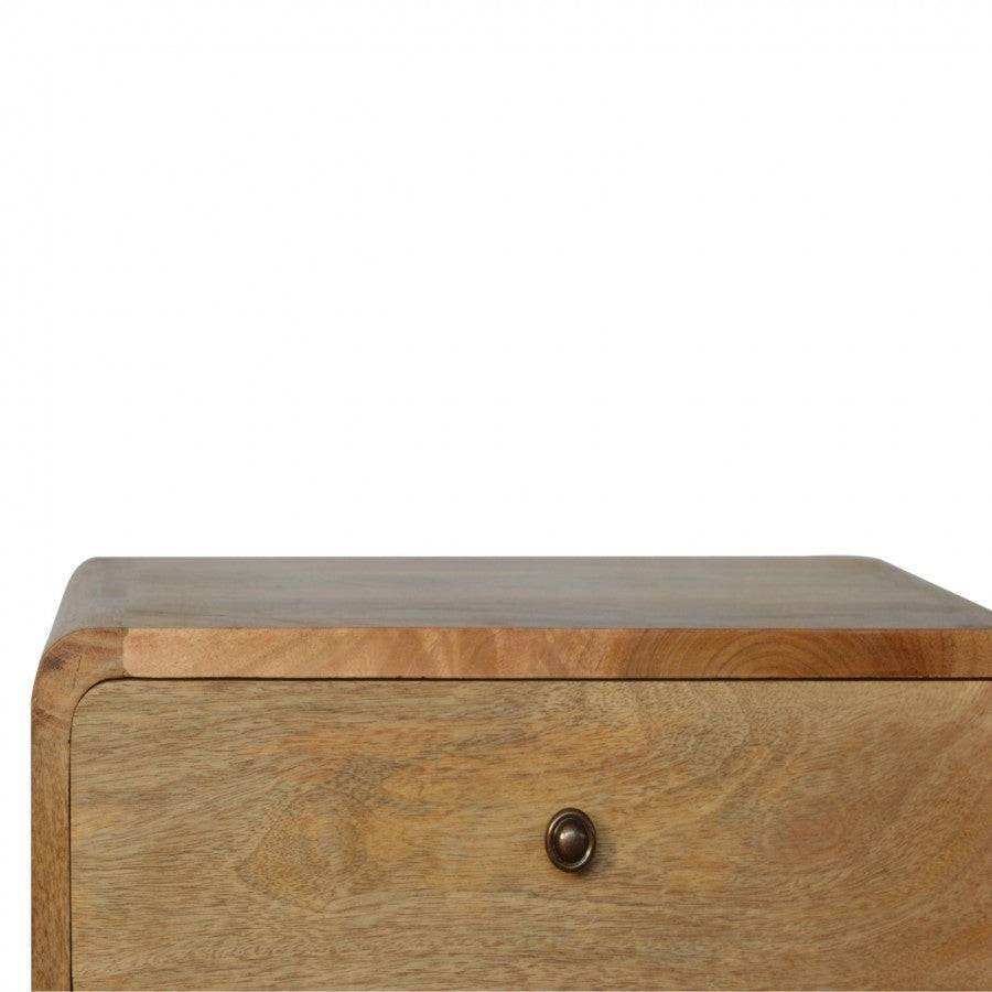 2 Drawer Curved Oak - Ish Bedside - Price Crash Furniture