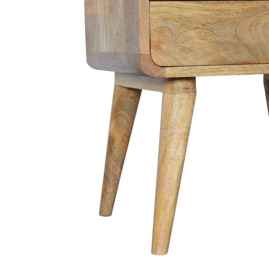 2 Drawer Curved Oak - Ish Bedside - Price Crash Furniture