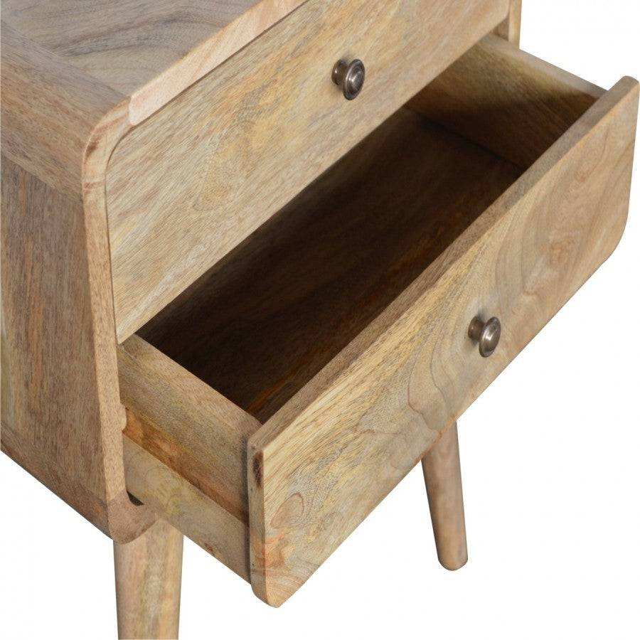 2 Drawer Curved Oak - Ish Bedside - Price Crash Furniture