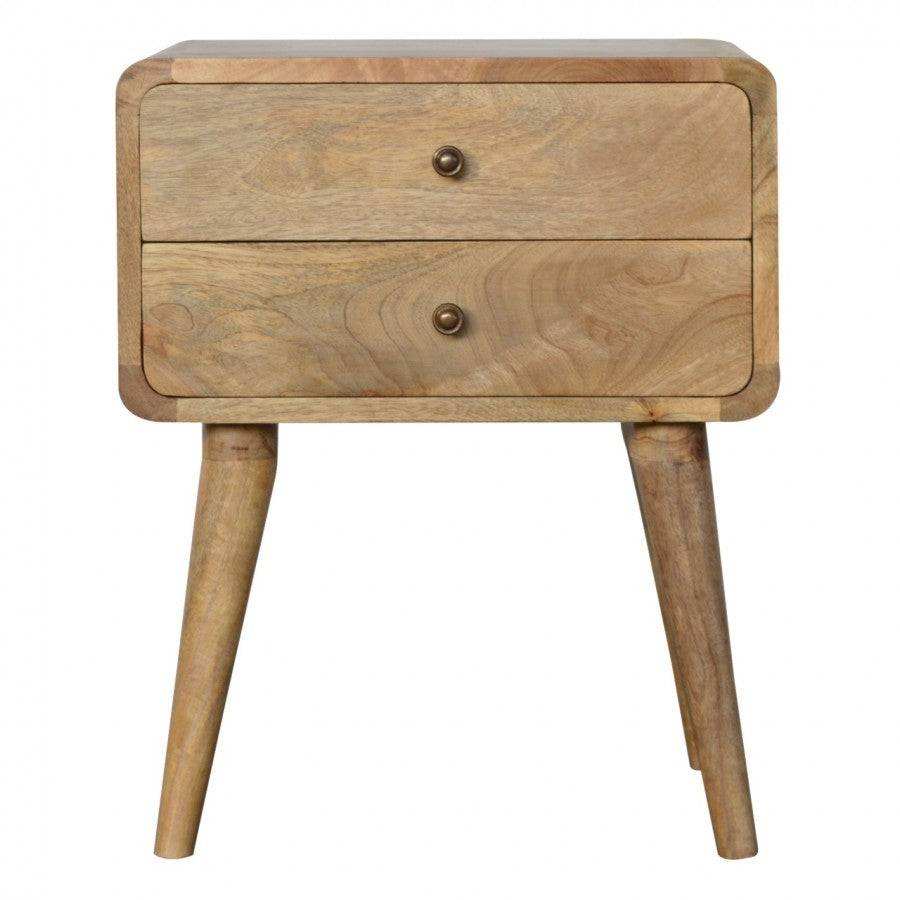 2 Drawer Curved Oak - Ish Bedside - Price Crash Furniture