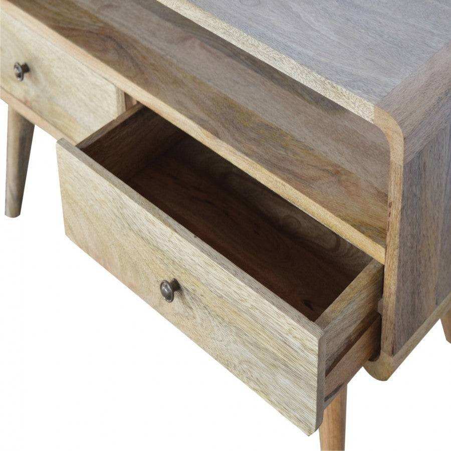 2 Drawer Curved Oak - Ish Media Unit - Price Crash Furniture