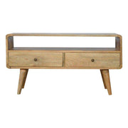 2 Drawer Curved Oak - Ish Media Unit - Price Crash Furniture