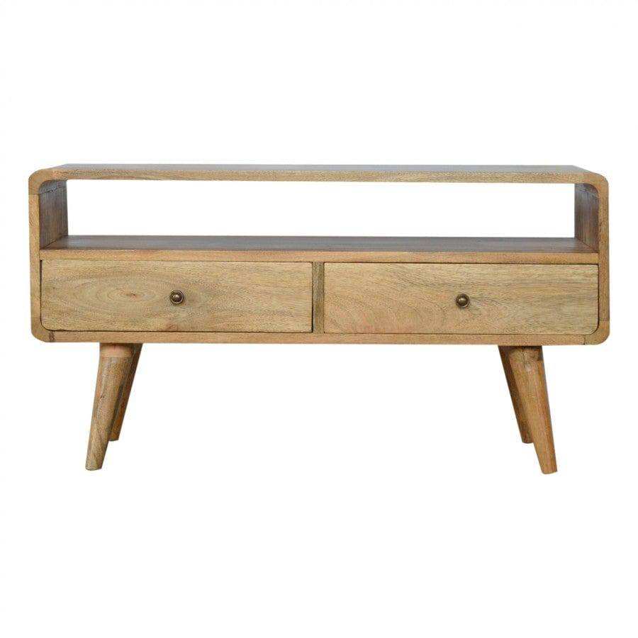 2 Drawer Curved Oak - Ish Media Unit - Price Crash Furniture