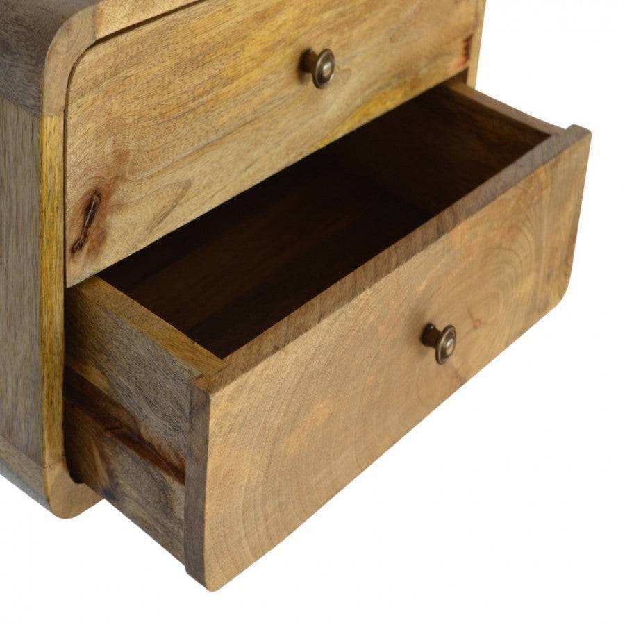 2 Drawer Curved Wall Mounted Oak - Ish Bedside - Price Crash Furniture