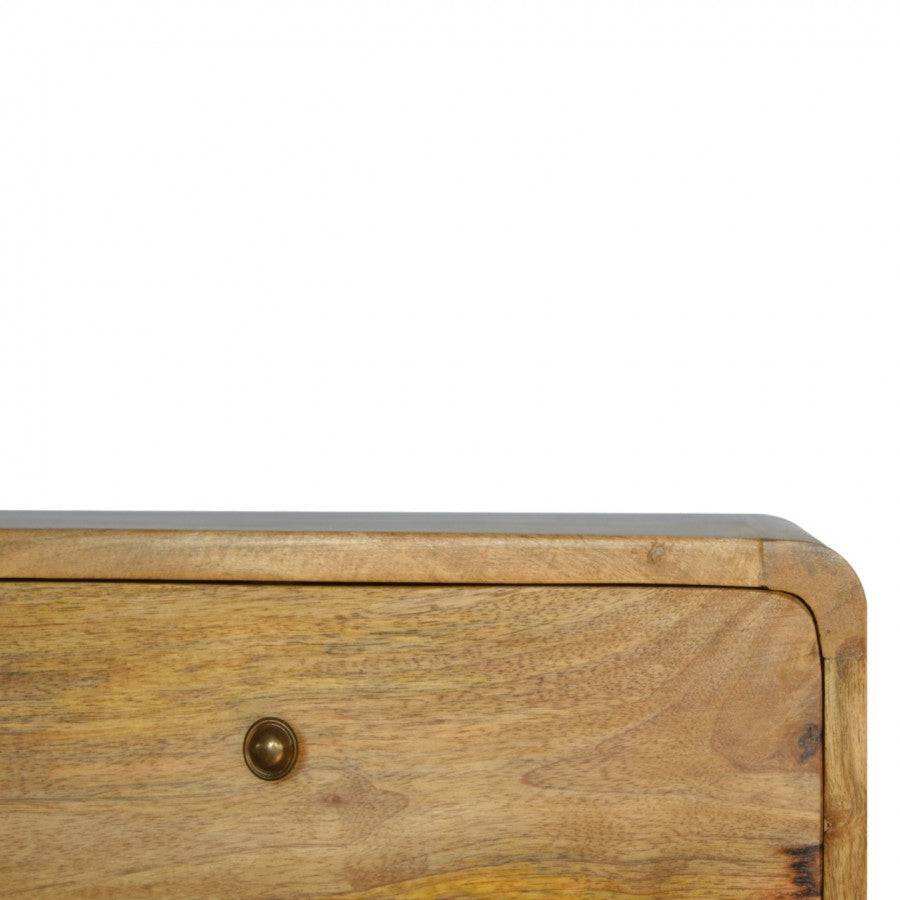 2 Drawer Curved Wall Mounted Oak - Ish Bedside - Price Crash Furniture