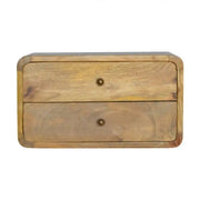 2 Drawer Curved Wall Mounted Oak - Ish Bedside - Price Crash Furniture