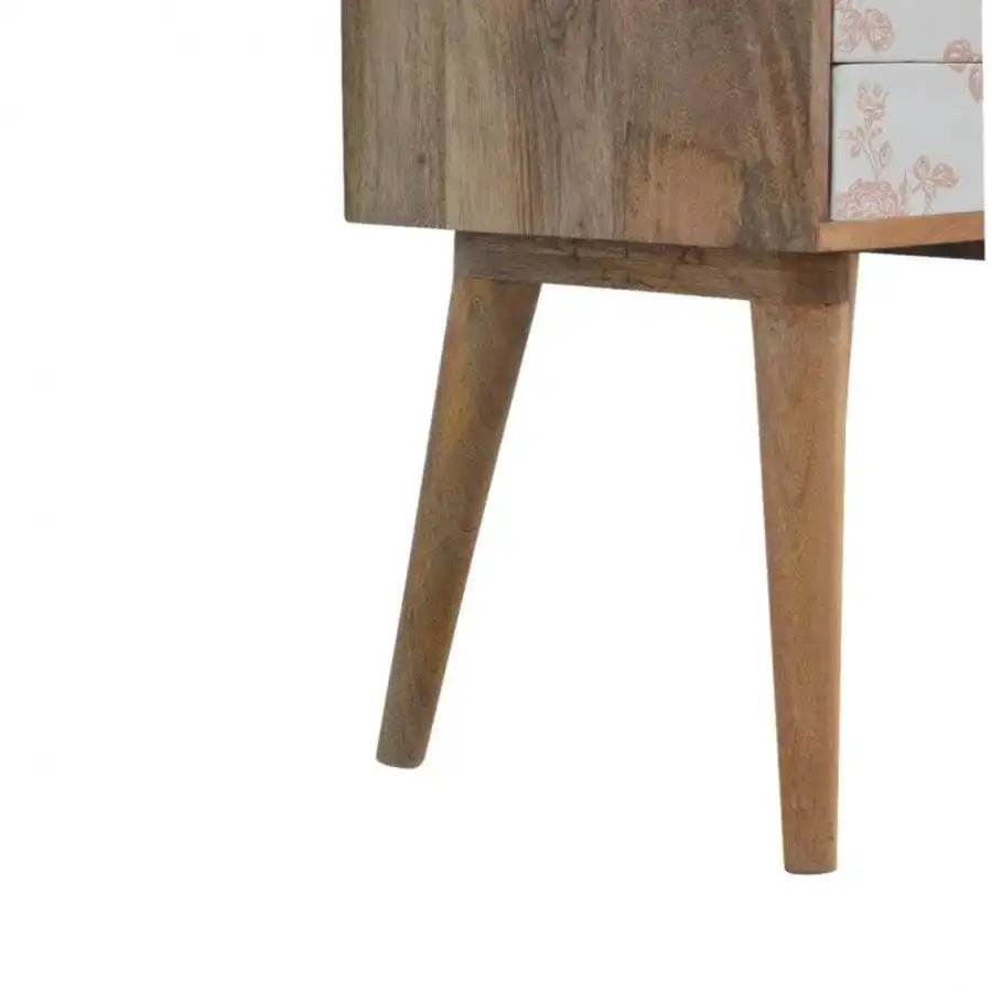 2 Drawer Pink Floral Screen - Printed Bedside - Price Crash Furniture