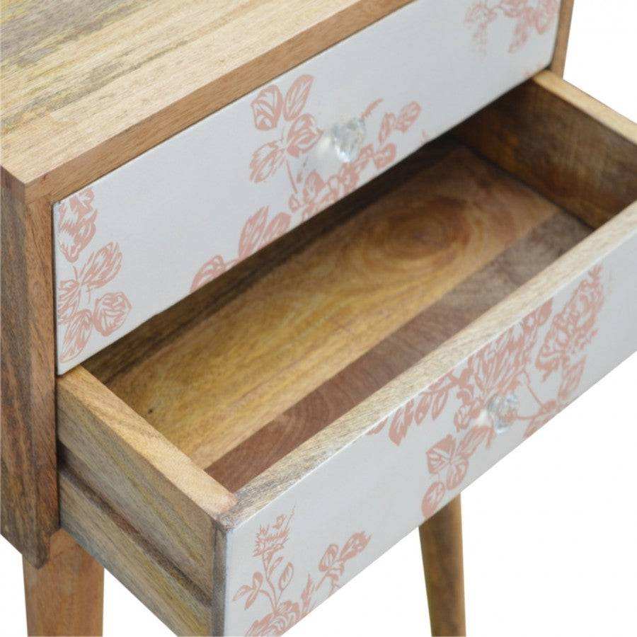 2 Drawer Pink Floral Screen - Printed Bedside - Price Crash Furniture