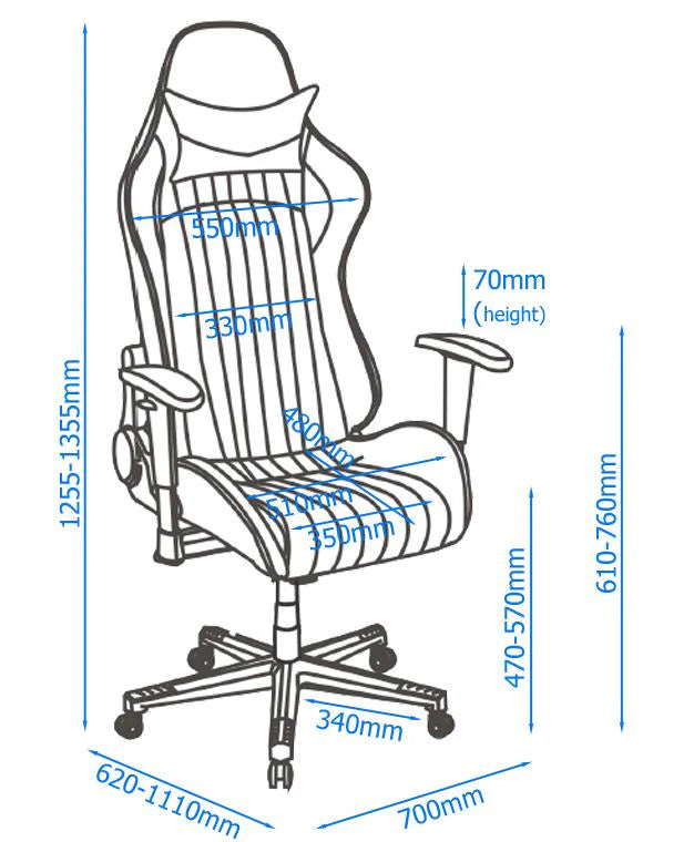 Alphason Senna Fully Adjustable Gaming Chair - Black & Grey Faux Leather - Price Crash Furniture