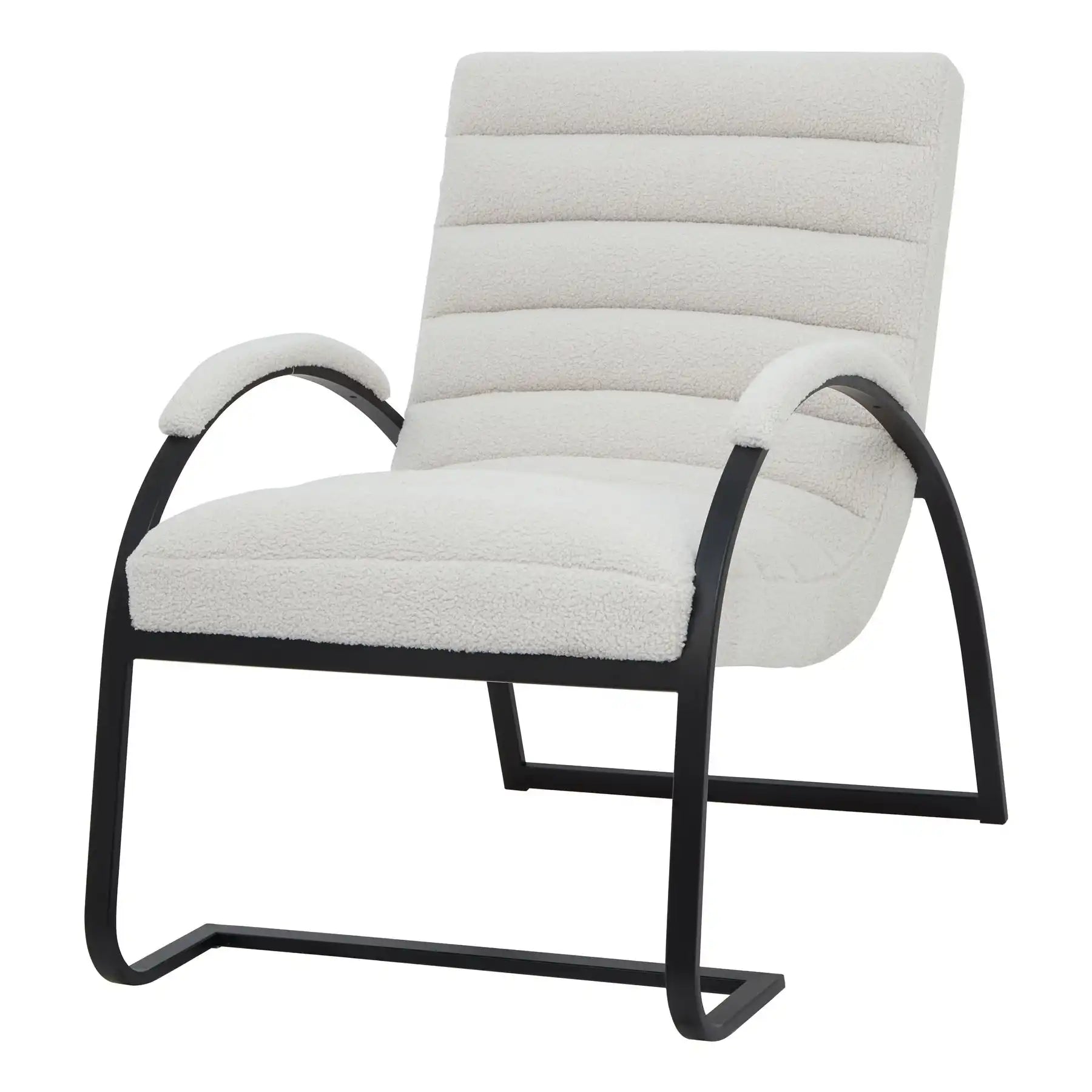 Boucle Ribbed Ark Chair In Black And Cream