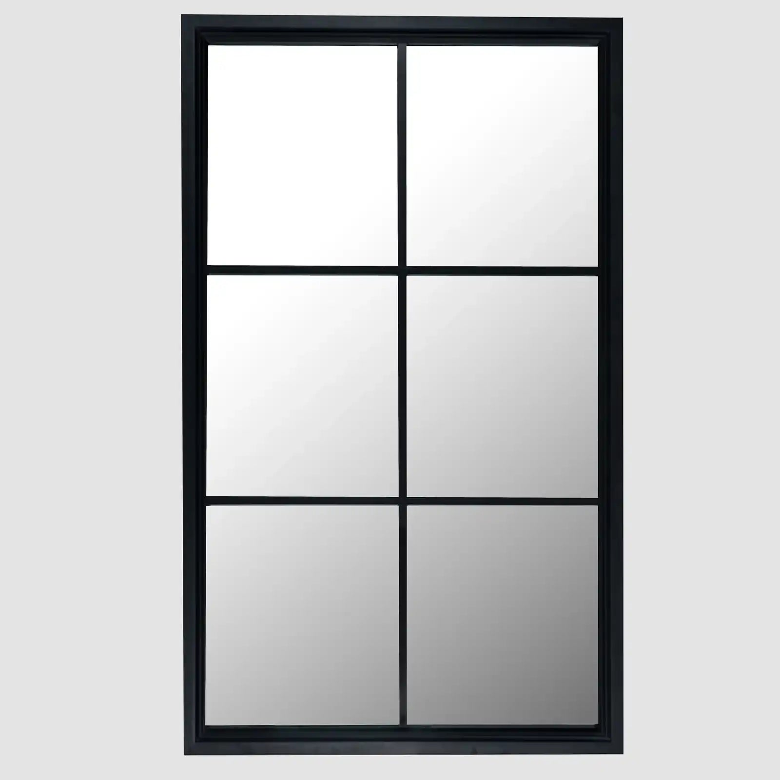 Black Wood Large Window Mirror
