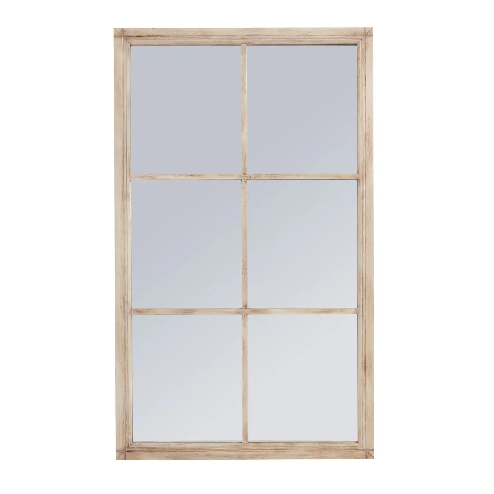 Washed Wood Large Window Mirror