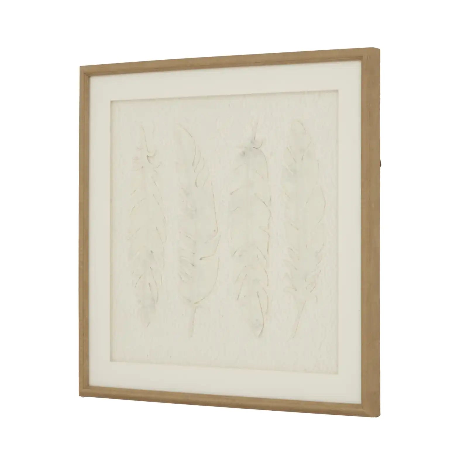 Alta White Feathers Art Mounted In Beaded Frame