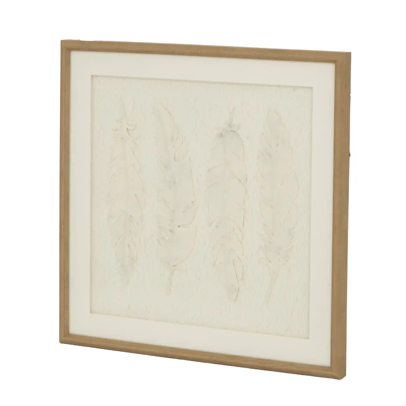 Alta White Feathers Art Mounted In Beaded Frame