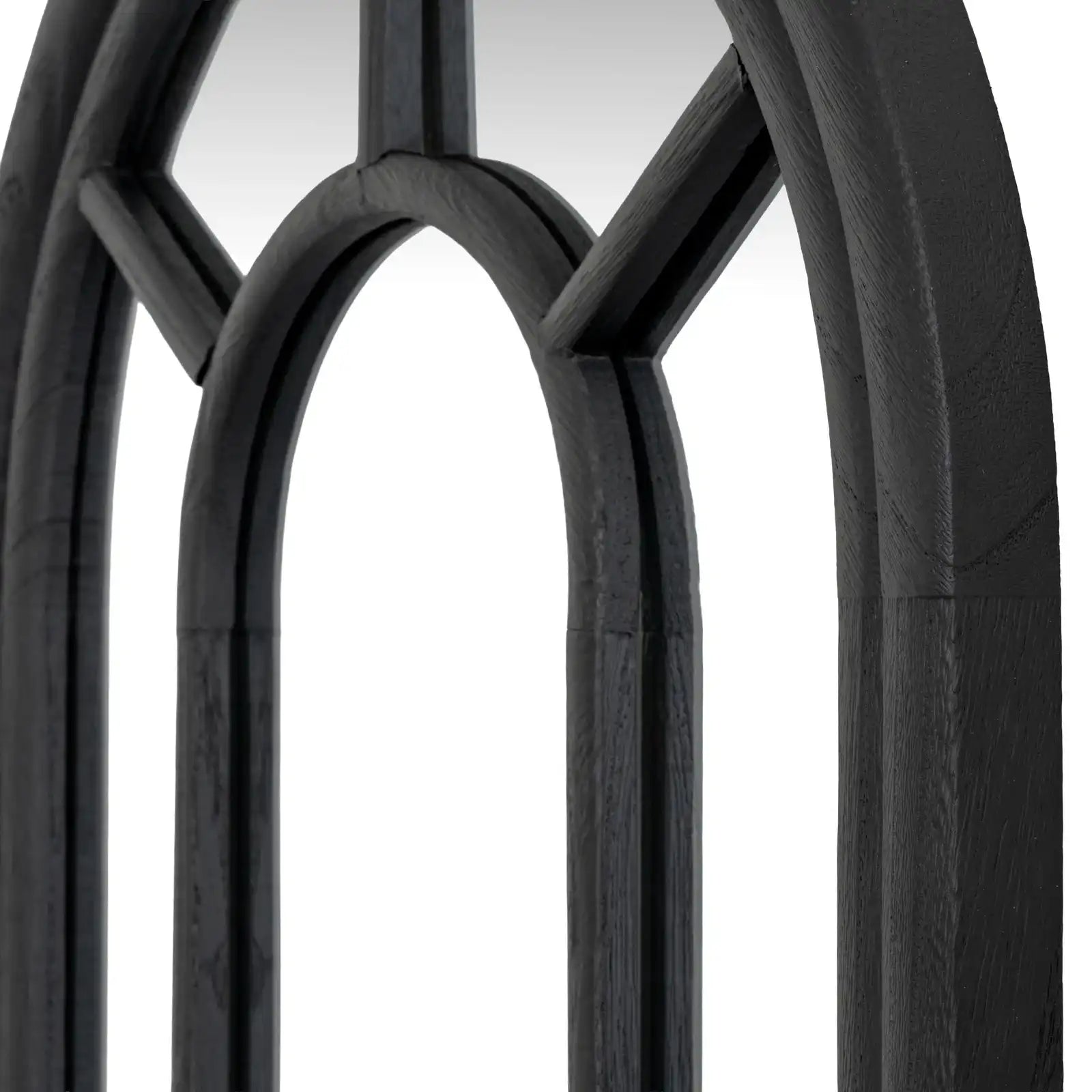 Black Wood Tall Arched Window Mirror