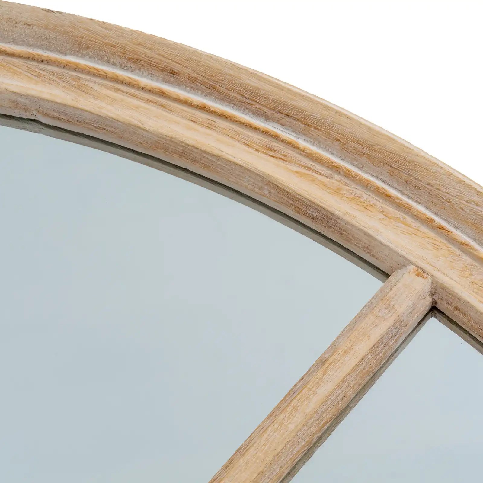 Washed Wood Round Window Mirror