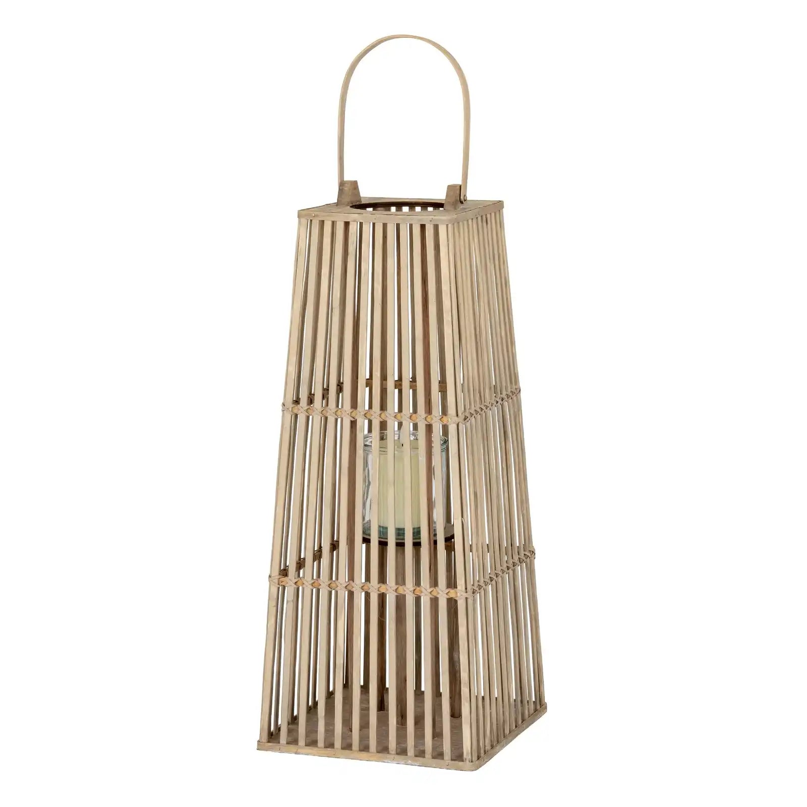 Medium Silo Wicker Lantern With Glass Holder