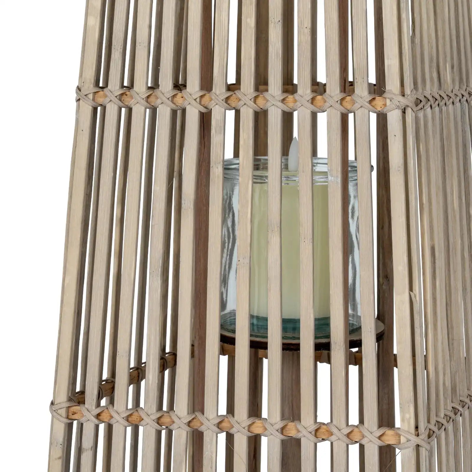Medium Silo Wicker Lantern With Glass Holder
