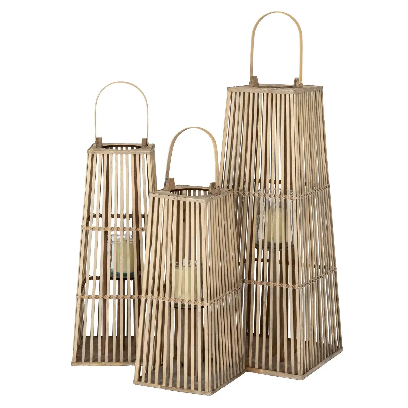 Medium Silo Wicker Lantern With Glass Holder