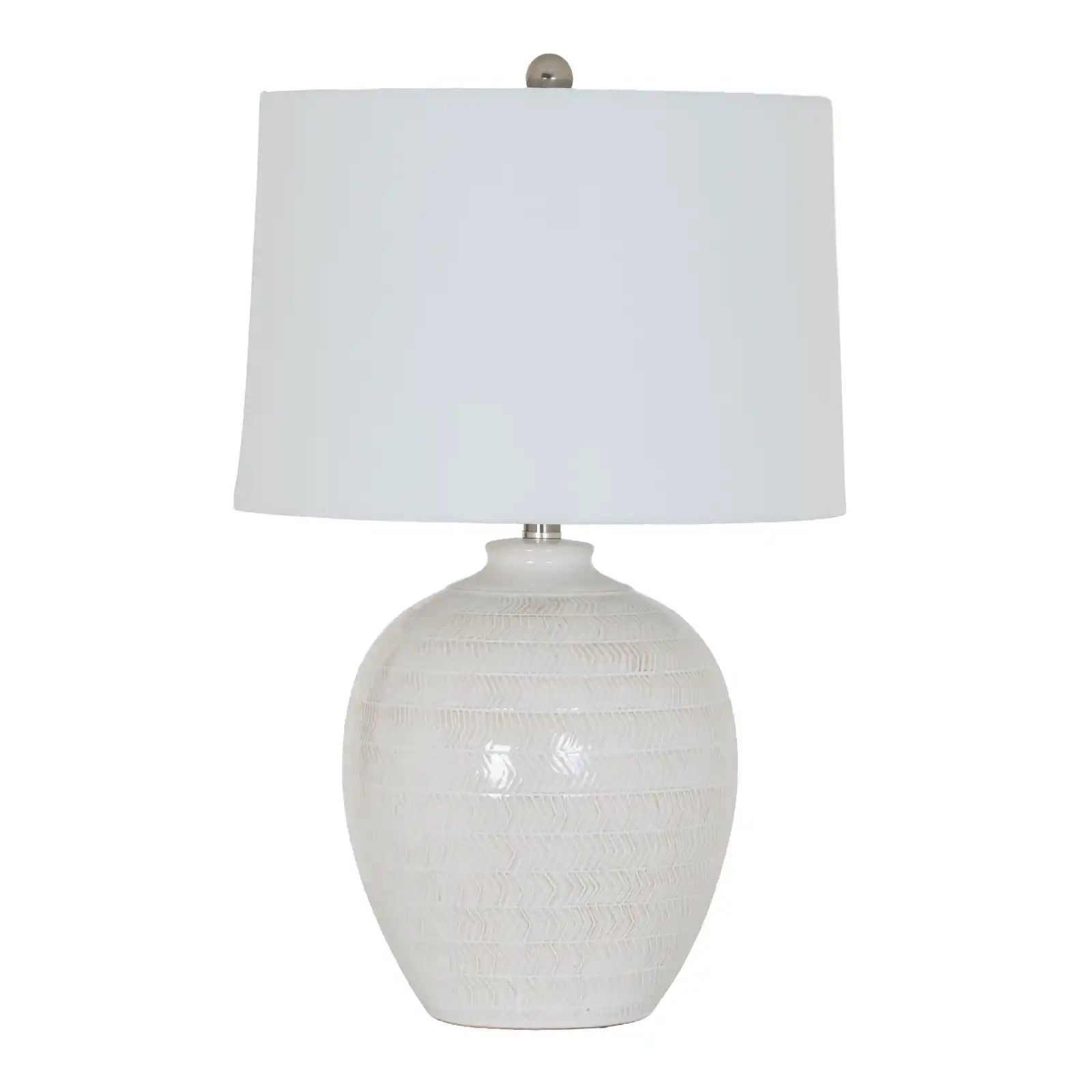 Chevronne Ceramic Table Lamp With Linen Shade