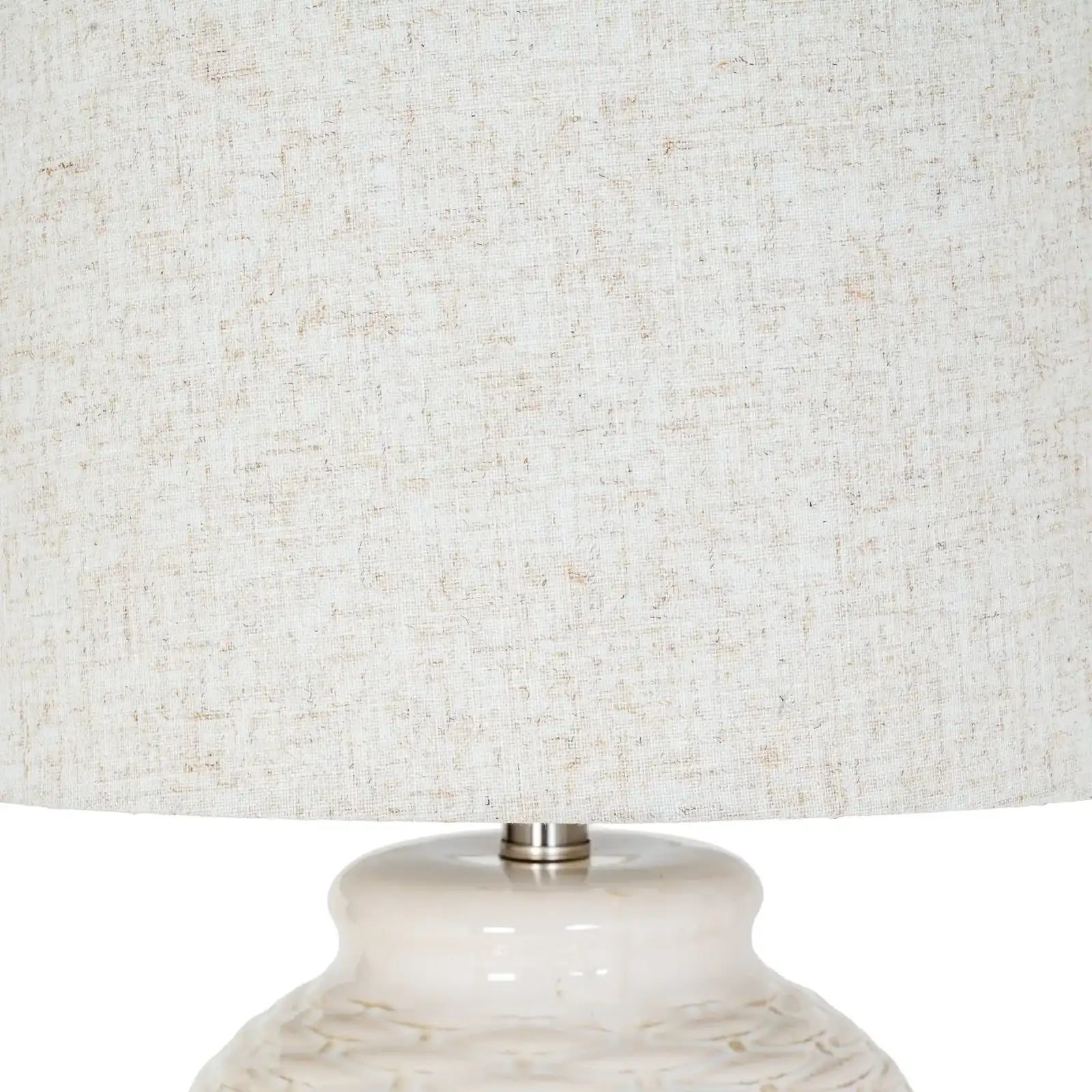 Basketweave Style Ceramic Table Lamp With Linen Shade