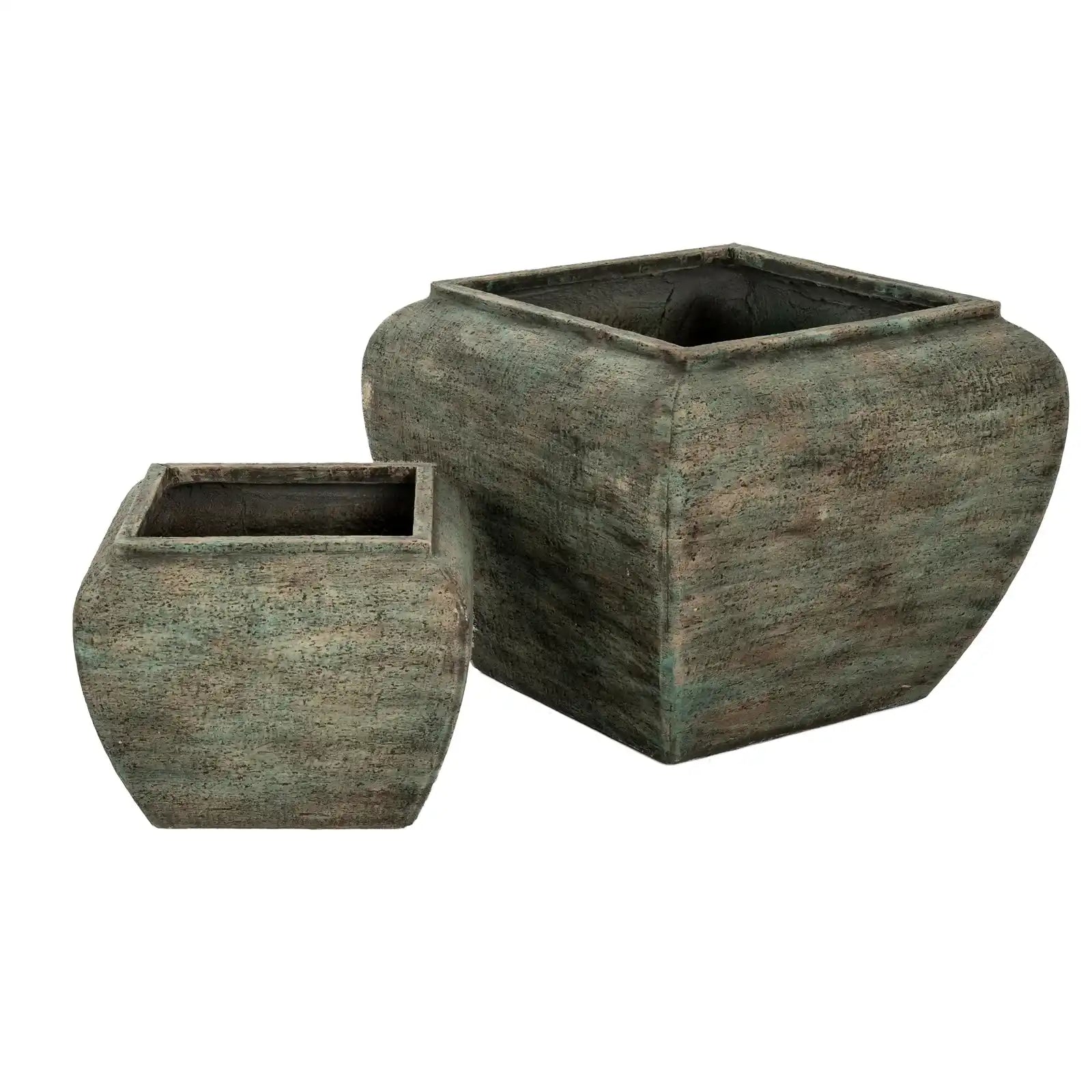 Verdan Square Drum Set Of 2 Planters