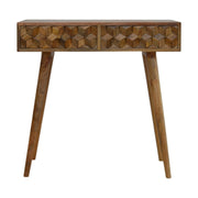 Cube Carved Console Table With 2 Drawers
