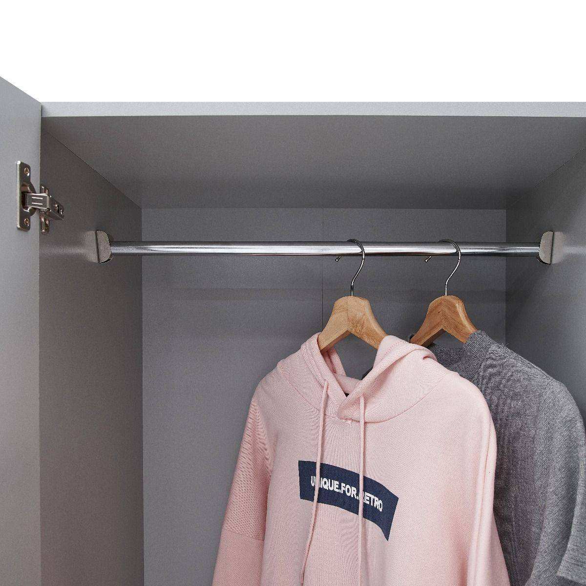 3 DOOR DOUBLE WARDROBE GREY Essentials collection - Price Crash Furniture