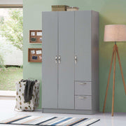 ESSENTIALS 3 DOOR DOUBLE WARDROBE IN GREY - Price Crash Furniture