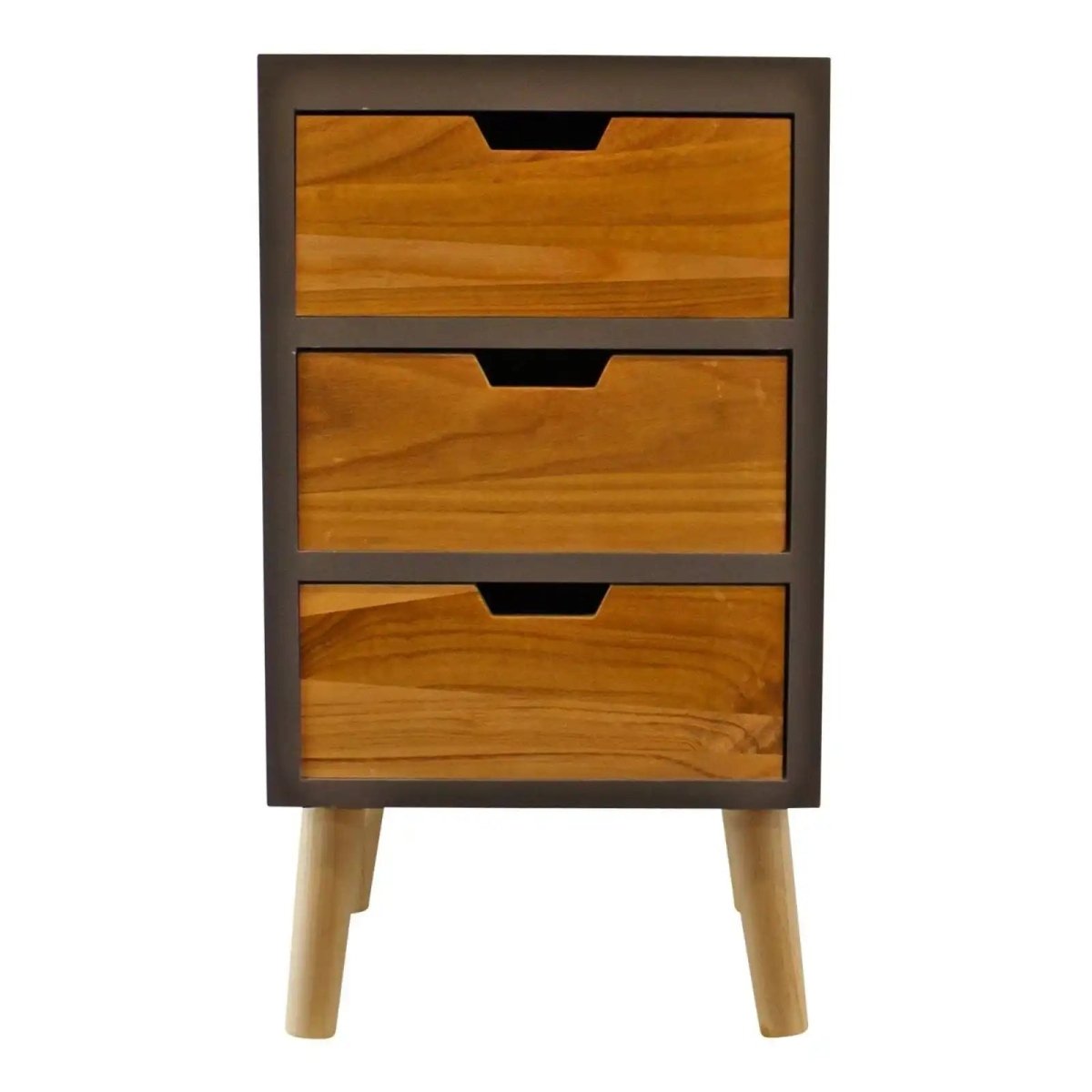 3 Drawer Chest In Grey Finish With Natural Drawers With Removable Legs - Price Crash Furniture