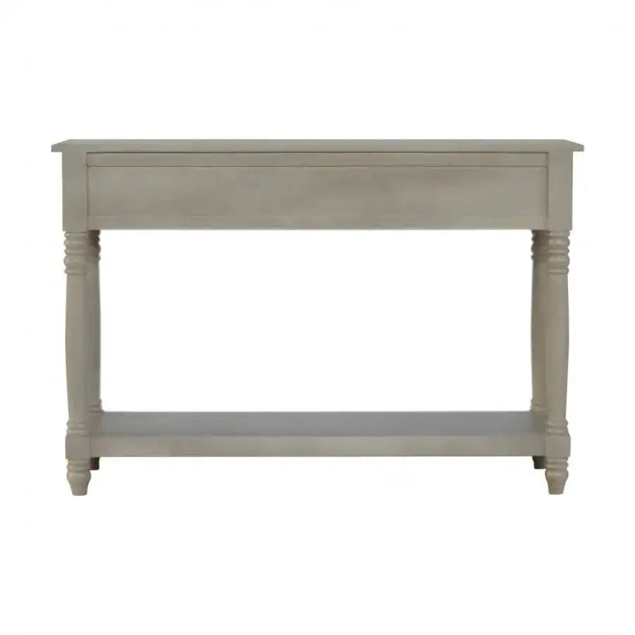 3 Drawer Grey Painted Console Table With Turned Legs - Price Crash Furniture